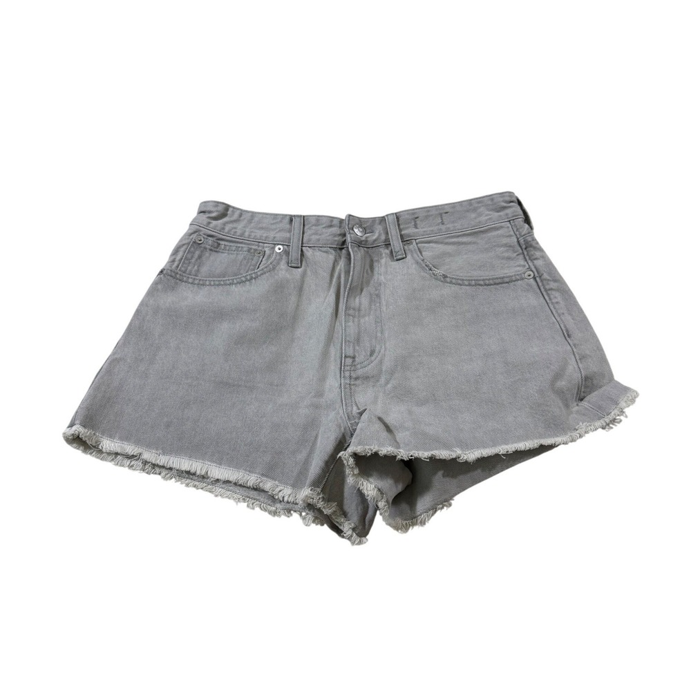 Madewell Relaxed Denim Shorts 28 Grey Frayed High Rise Casual Summer Festival